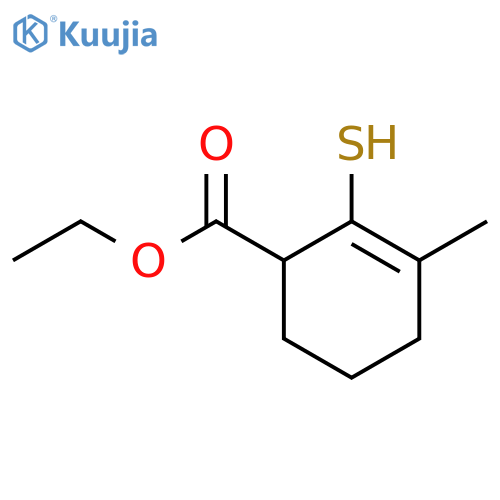 2-Cyclohexene-1-carboxylic acid, 2-mercapto-3-methyl-, ethyl ester structure