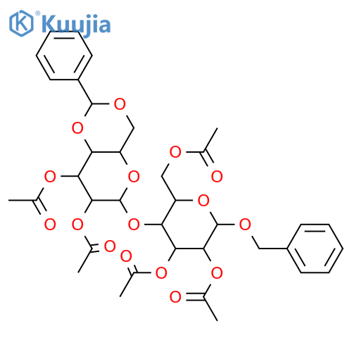 Cellobiose; β-Pyranose-form, Benzyl glycoside, 4',6'-O-benzylidene (R-), 2,2',3,3',6-penta-Ac structure