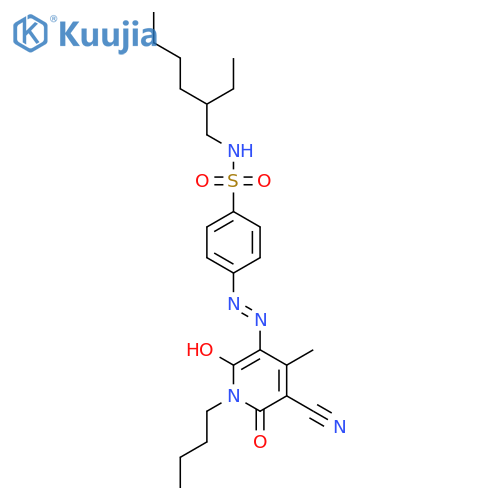 Benzenesulfonamide,4-[2-(1-butyl-5-cyano-1,6-dihydro-2-hydroxy-4-methyl-6-oxo-3-pyridinyl)diazenyl]-N-(2-ethylhexyl)- structure