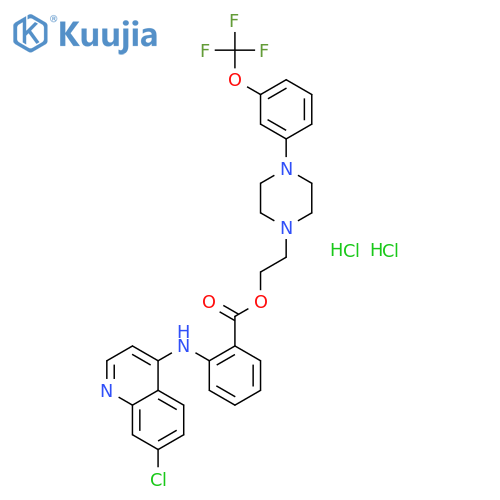 2-{4-[3-(trifluoromethoxy)phenyl]piperazin-1-yl}ethyl 2-[(7-chloroquinolin-4-yl)amino]benzoate dihydrochloride structure