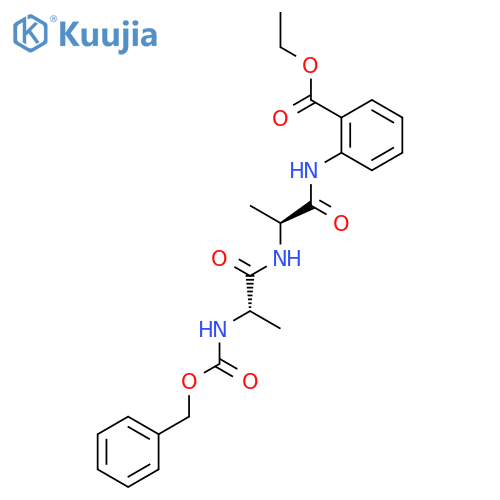 ethyl 2-((S)-2-((S)-2-(((benzyloxy)carbonyl)amino)propanamido)propanamido)benzoate structure