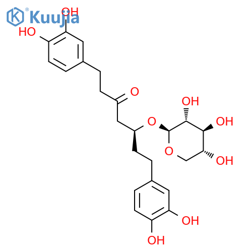 (5S)-1,7-bis(3,4-dihydroxyphenyl)-5-(beta-D-xylopyranosyloxy)-3-heptanone structure