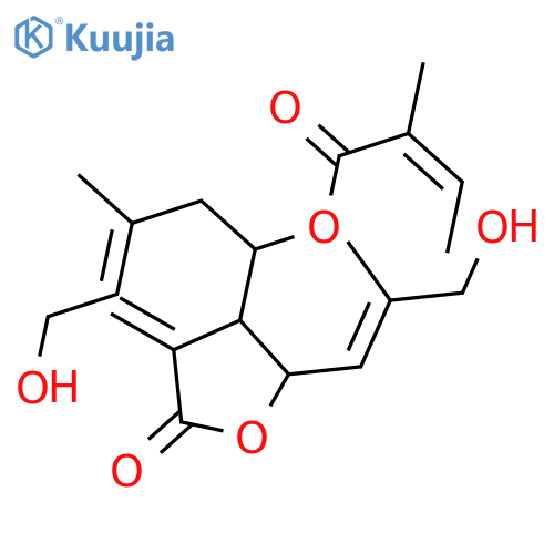 (1R,3E)-5-hydroxy-1-{(2R,3R)-2-[(1E)-3-hydroxy-2-methylprop-1-en-1-yl]-4-methylidene-5-oxotetrahydrofuran-3-yl}-3-methylpent-3-en-1-yl (2Z)-2-methylbut-2-enoate structure