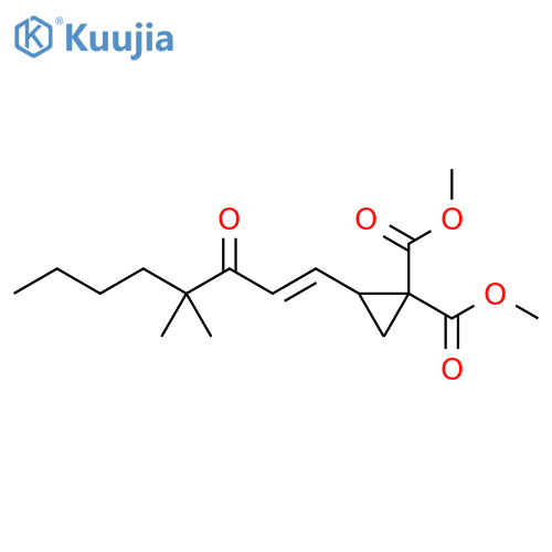 1,1-Cyclopropanedicarboxylic acid, 2-(4,4-dimethyl-3-oxo-1-octenyl)-, dimethyl ester, (E)- (9CI) structure