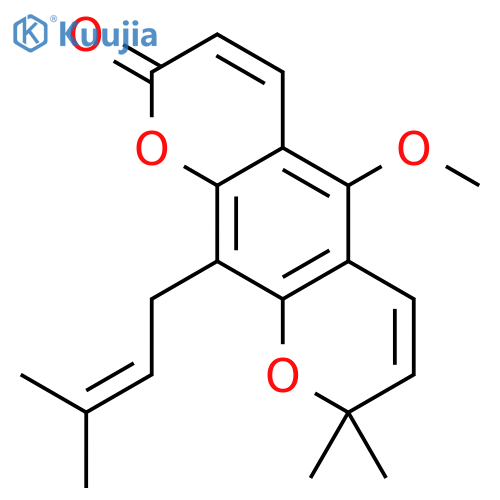 5-methoxy-8,8-dimethyl-10-(3-methyl-but-2-enyl)-8H-pyrano[3,2-g]chromen-2-one structure