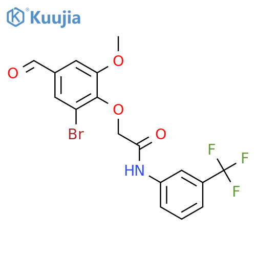 <br>2-(2-Bromo-4-formyl-6-methoxy-phenoxy)-N-(3-trifluoromethyl-phenyl)-acetami de structure