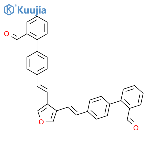 [1,1'-Biphenyl]-2-carboxaldehyde, 4',4'''-(3,4-furandiyldi-2,1-ethenediyl)bis- structure