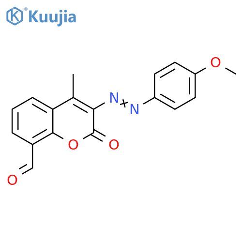 2H-1-Benzopyran-8-carboxaldehyde,3-[(4-methoxyphenyl)azo]-4-methyl-2-oxo- structure