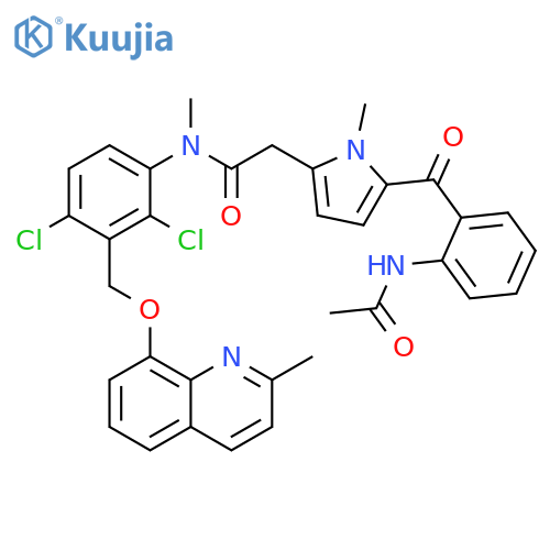 1H-Pyrrole-2-acetamide,5-[2-(acetylamino)benzoyl]-N-[2,4-dichloro-3-[[(2-methyl-8-quinolinyl)oxy]methyl]phenyl]-N,1-dimethyl- structure