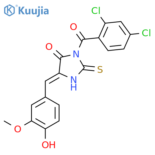3-(2,4-Dichlorobenzoyl)-5-[(4-hydroxy-3-methoxyphenyl)methylidene]-2-sulfanylideneimidazolidin-4-one structure