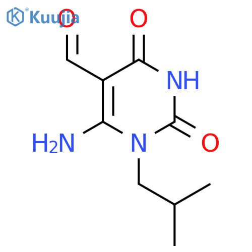 6-amino-1-(2-methylpropyl)-2,4-dioxo-1,2,3,4-tetrahydropyrimidine-5-carbaldehyde structure
