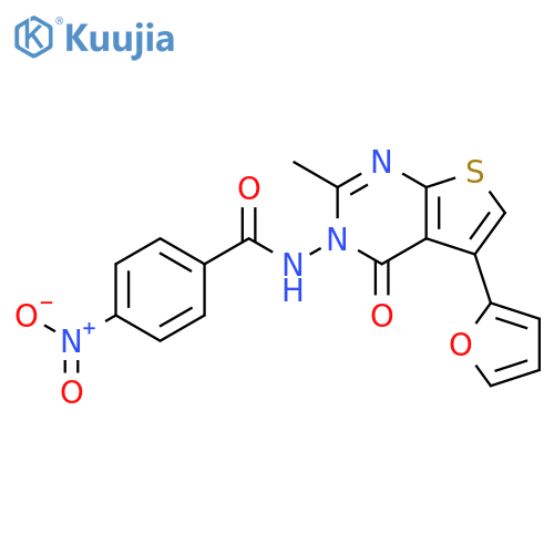 Benzamide,N-[5-(2-furanyl)-2-methyl-4-oxothieno[2,3-d]pyrimidin-3(4H)-yl]-4-nitro- structure