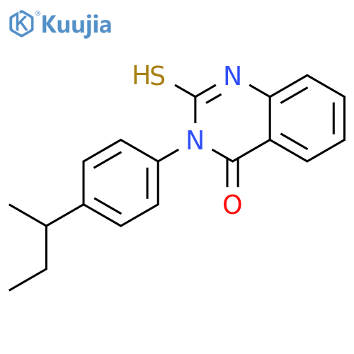 3-4-(butan-2-yl)phenyl-2-sulfanyl-3,4-dihydroquinazolin-4-one structure