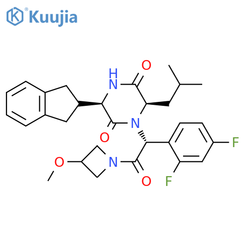 Azetidine,1-[(2R)-(2,4-difluorophenyl)[(3R,6R)-3-(2,3-dihydro-1H-inden-2-yl)-6-(2-methylpropyl)-2,5-dioxo-1-piperazinyl]acetyl]-3-methoxy- structure