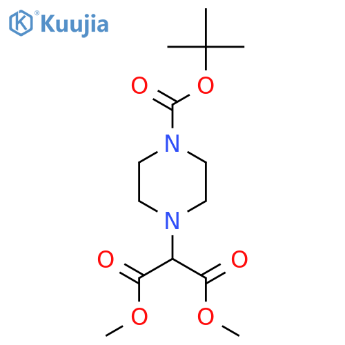 Tert-butyl 4-(di(methoxycarbonyl)methyl)piperazine-1-carboxylate structure