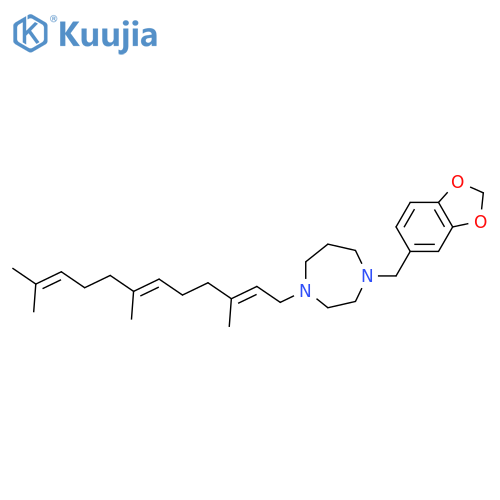 1-(1,3-benzodioxol-5-ylmethyl)-4-[(2Z,6E)-3,7,11-trimethyldodeca-2,6,10-trien-1-yl]-1,4-diazepane structure
