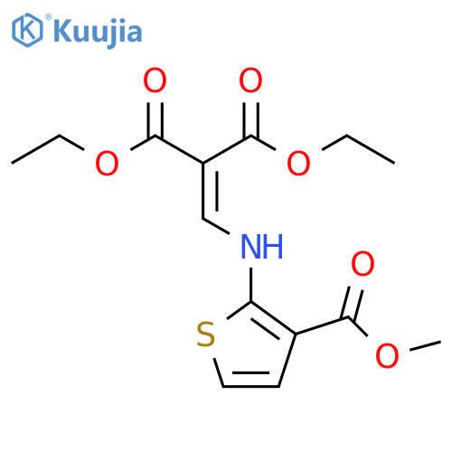 Propanedioic acid, [[[3-(methoxycarbonyl)-2-thienyl]amino]methylene]-,diethyl ester structure