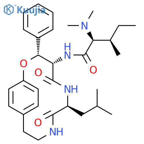 (2S,3R)-2-(Dimethylamino)-3-methyl-N-[(3R,4S,7S)-7-(2-methylpropyl)-5,8-dioxo-3-phenyl-2-oxa-6,9-diazabicyclo[10.2.2]hexadeca-1(14),12,15-trien-4-yl]pentanamide structure