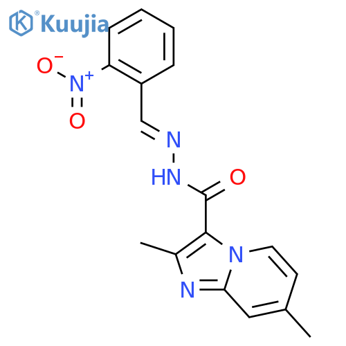 2,7-dimethyl-N'-[(1Z)-(2-nitrophenyl)methylidene]imidazo[1,2-a]pyridine-3-carbohydrazide structure