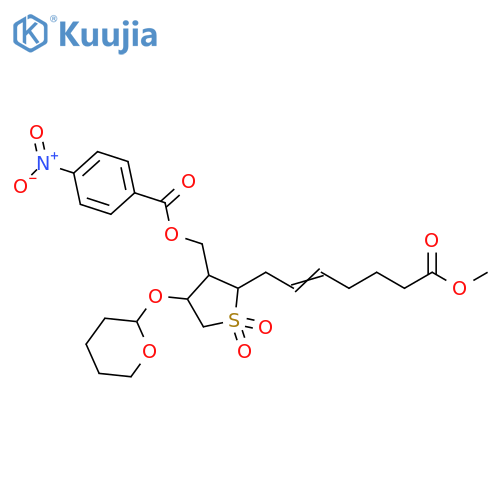 5-Heptenoic acid, 7-[tetrahydro-3-[[(4-nitrobenzoyl)oxy]methyl]-1,1-dioxido-4-[(tetrahydro-2H-pyran-2-yl)oxy]-2-thienyl]-, methyl ester structure