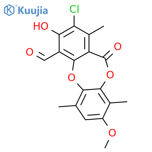 11H-Dibenzo[b,e][1,4]dioxepin-4-carboxaldehyde,2-chloro-3-hydroxy-8-methoxy-1,6,9-trimethyl-11-oxo- structure