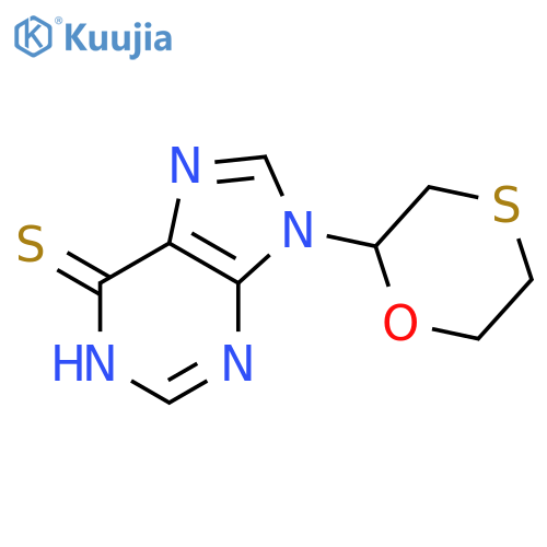 6H-Purine-6-thione, 1,9-dihydro-9-(1,4-oxathian-2-yl)- structure