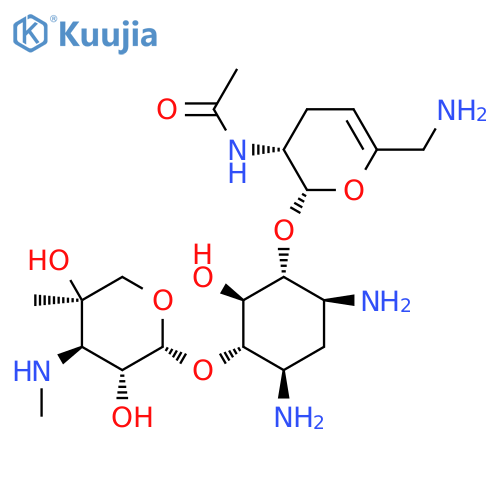 N-[(2S,3R)-6-(Aminomethyl)-2-[(1R,2S,3S,4R,6S)-4,6-diamino-3-[(2R,3R,4R,5R)-3,5-dihydroxy-5-methyl-4-(methylamino)oxan-2-yl]oxy-2-hydroxycyclohexyl]oxy-3,4-dihydro-2H-pyran-3-yl]acetamide structure