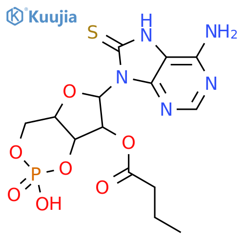 Adenosine,7,8-dihydro-8-thioxo-, cyclic 3',5'-(hydrogen phosphate) 2'-butanoate,monosodium salt (9CI) structure