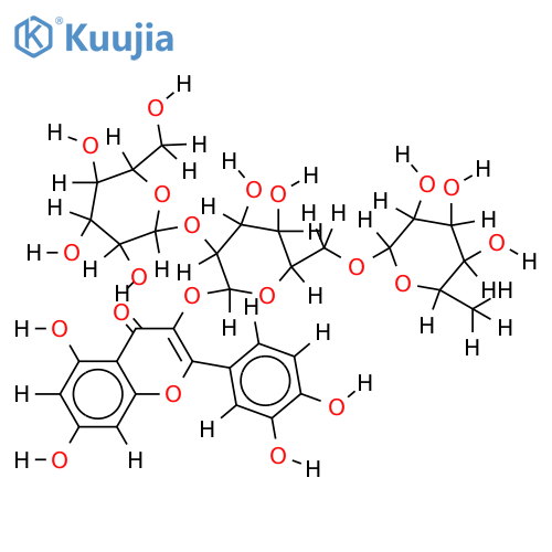 quercetin 3-O-(beta-glucopyranosyl(1->2)[alpha-rhamnopyranosyl(1->6)]-beta-glucopyranoside) structure