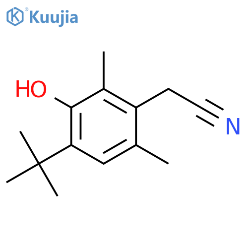 4-tert-Butyl-3-hydroxy-2,6-dimethylphenylacetonitrile structure