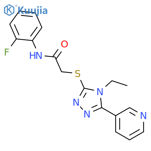 <br>2-((4-Ethyl-5-(pyridin-3-yl)-4H-1,2,4-triazol-3-yl)thio)-N-(2-fluorophenyl) acetamide structure