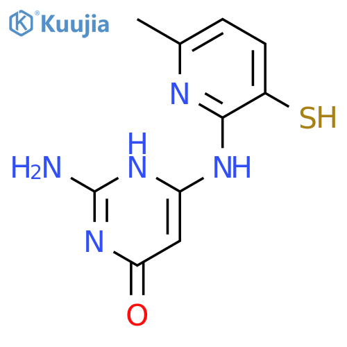 2-amino-6-[(6-methyl-3-sulfanylpyridin-2-yl)amino]pyrimidin-4(1H)-one structure