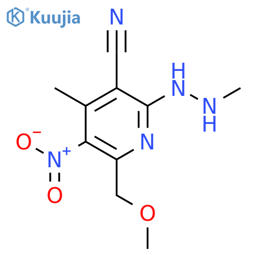 6-(methoxymethyl)-4-methyl-2-(2-methylhydrazino)-5-nitropyridine-3-carbonitrile structure