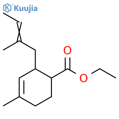 3-Cyclohexene-1-carboxylic acid, 4-methyl-2-(2-methyl-2-buten-1-yl)-, ethyl ester structure