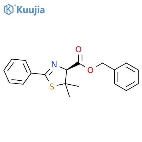 4-Thiazolecarboxylic acid, 4,5-dihydro-5,5-dimethyl-2-phenyl-, phenylmethyl ester, (S)- (9CI) structure