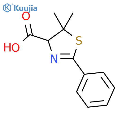 4-Thiazolecarboxylic acid, 4,5-dihydro-5,5-dimethyl-2-phenyl-, (S)- structure