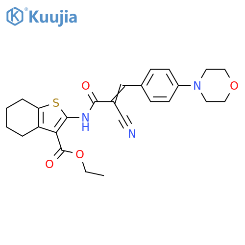 Ethyl 2-[[2-cyano-3-[4-(4-morpholinyl)phenyl]-1-oxo-2-propen-1-yl]amino]-4,5,6,7-tetrahydrobenzo[b]thiophene-3-carboxylate structure