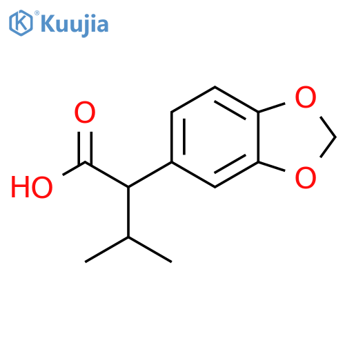 2-(1,3-dioxaindan-5-yl)-3-methylbutanoic acid structure