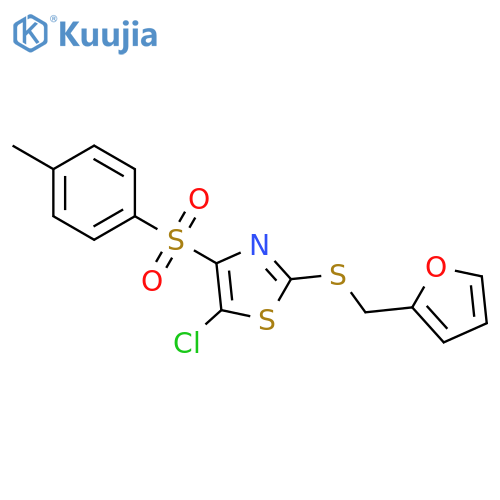 5-chloro-2-{(furan-2-yl)methylsulfanyl}-4-(4-methylbenzenesulfonyl)-1,3-thiazole structure