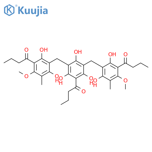 1-Butanone,1,1'-[[2,4,6-trihydroxy-5-(1-oxobutyl)-1,3-phenylene]bis[methylene(2,4-dihydroxy-6-methoxy-5-methyl-3,1-phenylene)]]bis-(9CI) structure