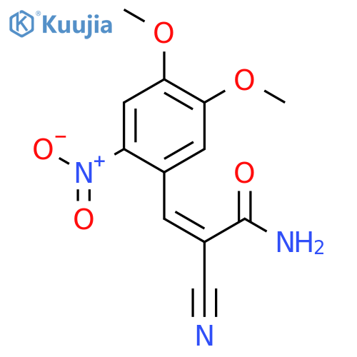 2-Cyano-3-(4,5-dimethoxy-2-nitrophenyl)acrylamide structure