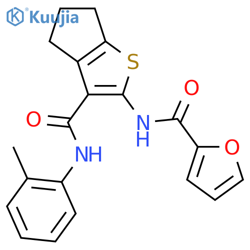 N-{3-[(2-methylphenyl)carbamoyl]-5,6-dihydro-4H-cyclopenta[b]thiophen-2-yl}furan-2-carboxamide structure
