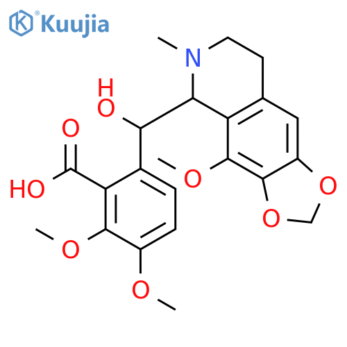 6-[(S)-hydroxy(4-methoxy-6-methyl-5,6,7,8-tetrahydro[1,3]dioxolo[4,5-g]isoquinolin-5-yl)methyl]-2,3-dimethoxybenzoic acid structure