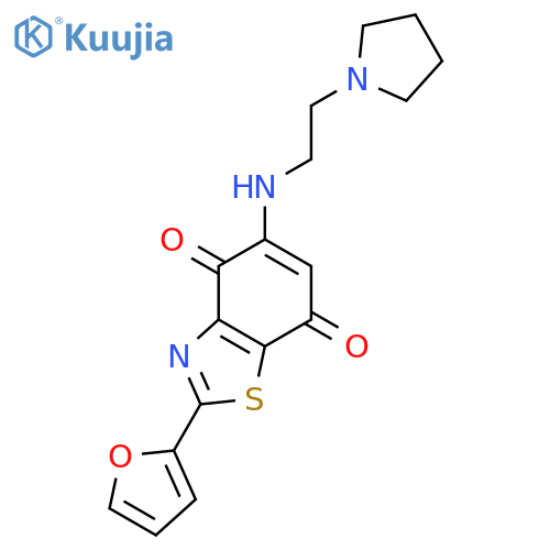 4,7-BENZOTHIAZOLEDIONE, 2-(2-FURANYL)-5-[[2-(1-PYRROLIDINYL)ETHYL]AMINO]- structure