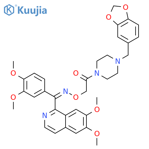 (Z)-(6,7-dimethoxyisoquinolin-1-yl)(3,4-dimethoxyphenyl)methanone O-{2-[4-(1,3-benzodioxol-5-ylmethyl)piperazin-1-yl]-2-oxoethyl}oxime structure