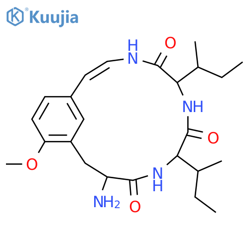 12-amino-6,9-di-sec-butyl-15-methoxy-4,7,10-triaza-bicyclo[12.3.1]octadeca-1(18),2,14,16-tetraene-5,8,11-trione structure