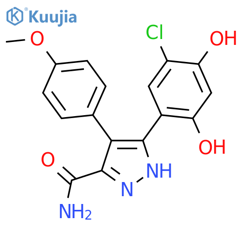 1H-Pyrazole-3-carboxamide, 5-(5-chloro-2,4-dihydroxyphenyl)-4-(4-methoxyphenyl)- structure