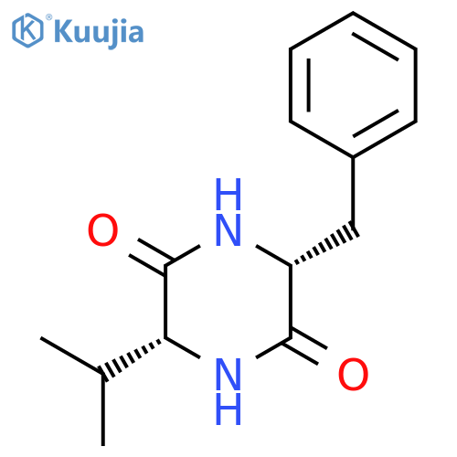 2,5-Piperazinedione, 3-(1-methylethyl)-6-(phenylmethyl)-, (3R-cis)- structure