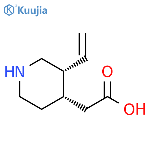 2-(3R,4S)-3-ethenylpiperidin-4-ylacetic acid structure