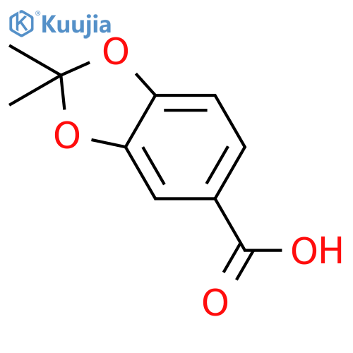 2,2-dimethyl-2H-1,3-benzodioxole-5-carboxylic acid structure